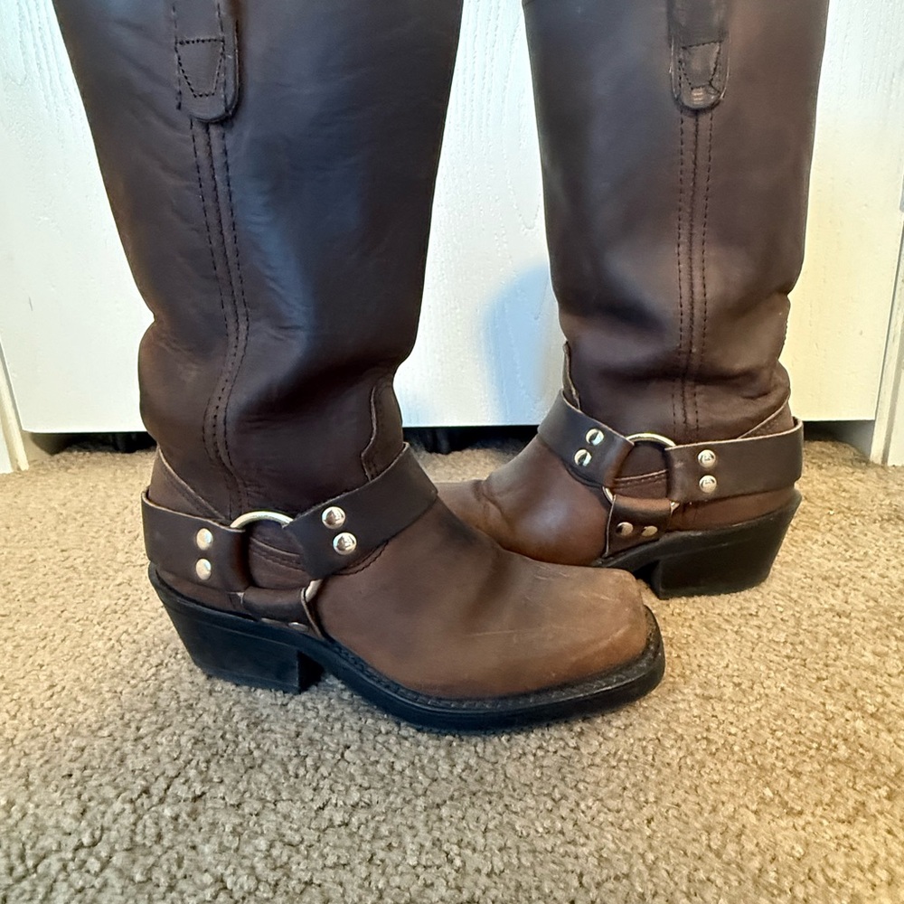 Double H Brown Leather Women's Boots - Picture 2 of 8
